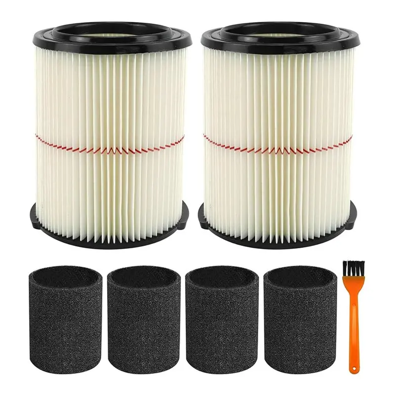 

【CHRISTMAS 】Fit For Craftsman CMXZVBE38754 2 Pack 38754 Replacement Filters Fit 5-20 Gallon Shop Vacuum With 4 Pack Foam Sleeves