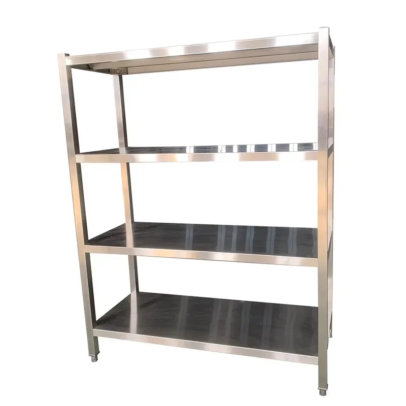 Commercial 304 Stainless Steel 4 Tier Flat Dish Rack Durable Metal Food Service Trolley for Hotel Kitchen Storage Shelf Heavy