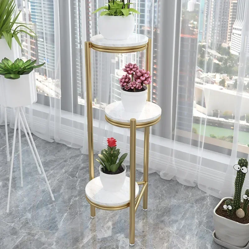 Light Luxury Gold Flower Stands Multi-Storey Living Room Planter Shelf Balcony Plant Holder Indoor Greenery Display