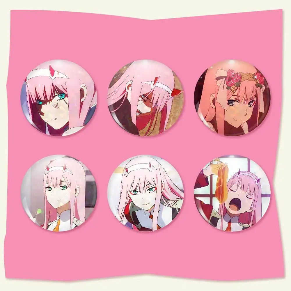 Zero Two  Tinplate Brooch  Figure Icon Badge Handmade Brooches for Backpack Clothes Decoration