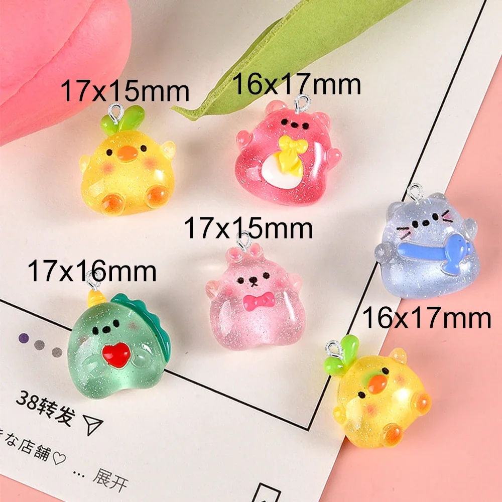 10PCS Clear Cute Animals Series Flat Back Charms For Earrings Bracelet Hairpin DIY Jewelry Pendants Decoration Accessories