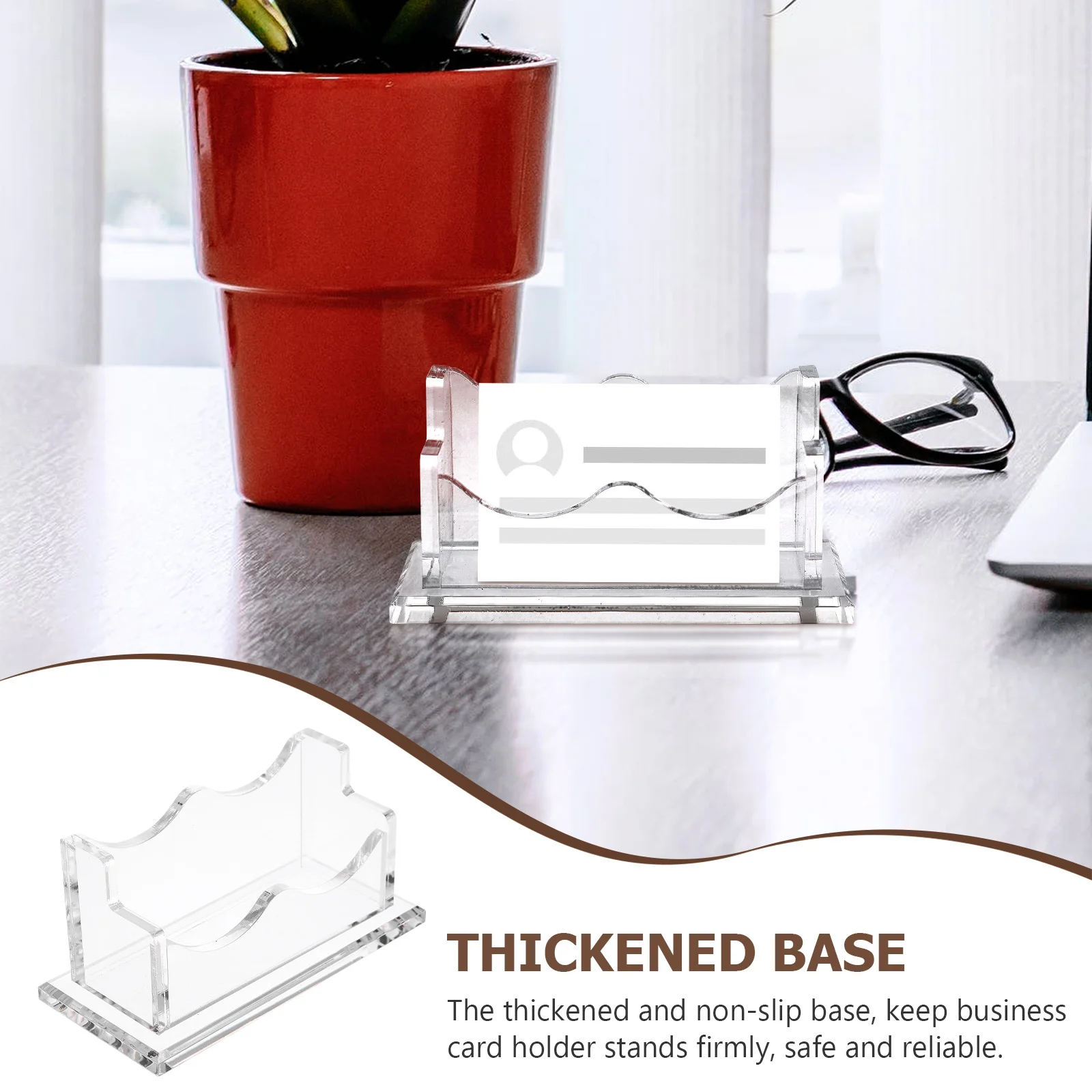 

Clear Acrylic Business Card Stand Large Capacity Desktop Card Holder for Office Home Business Cards Display Organizer