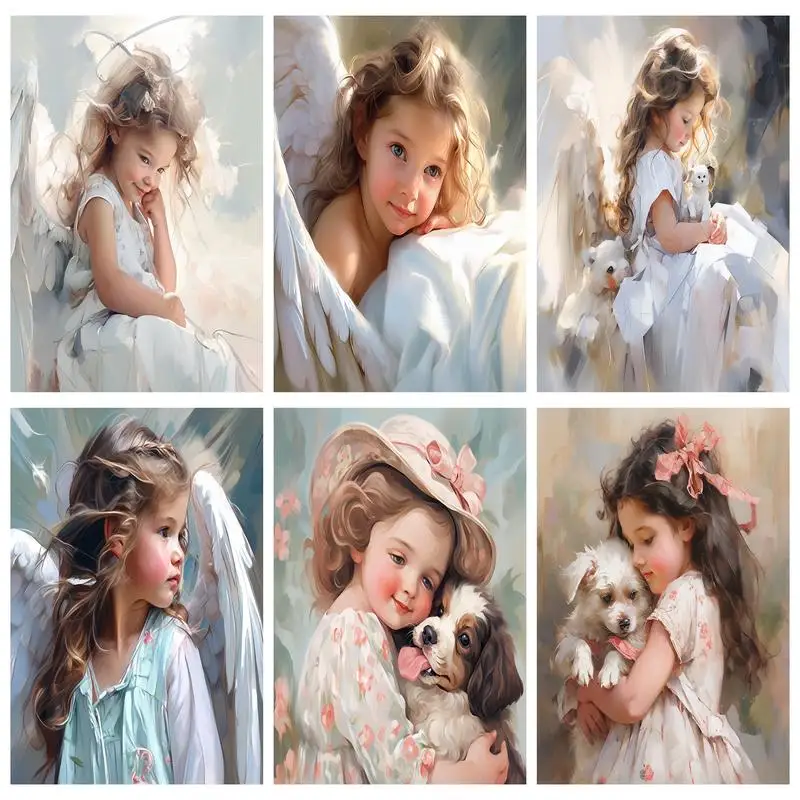 

SDOYUNO Diy Painting By Numbers Angel Girl Canvas Painting Oil Classic One Piece Bedroom Decoration