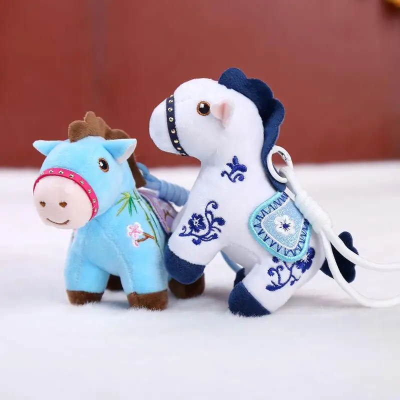 1 Uds. 12/20CM Kawaii Animal realista simulación muñeco de peluche bolsa colgante lindo Mini caballo Keychian juguete de peluche decoración DIY