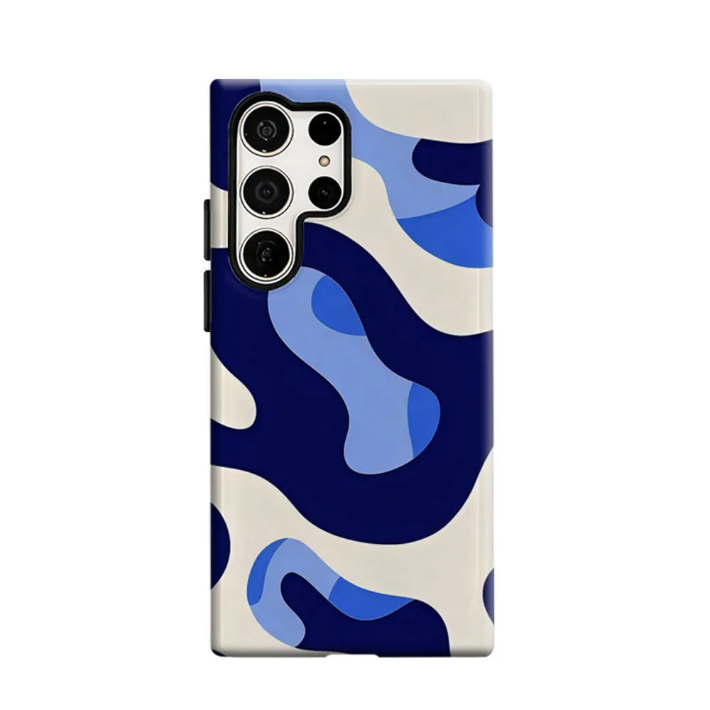 CaseLumi Phone Case For Samsung Galaxy S25 S24 S23 Ultra Plus HD Hard Blue Curved Camouflage Double Layer Cover Film Shell