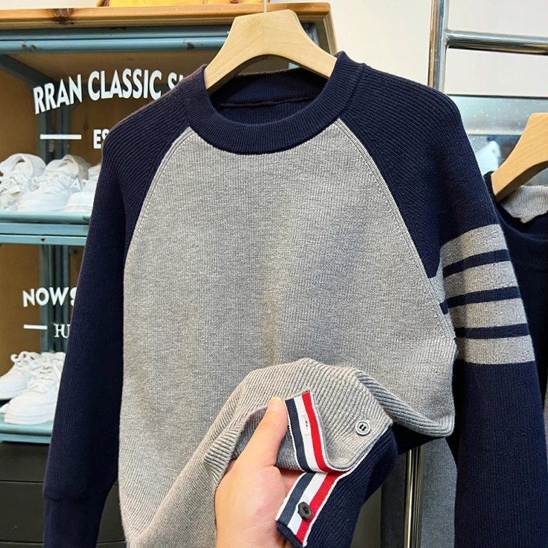  Color Blo Knitwear for Young Men Trendy oulder Insertion Sve Overhead Inner Wear Autumn Winter Soft Polyeste...