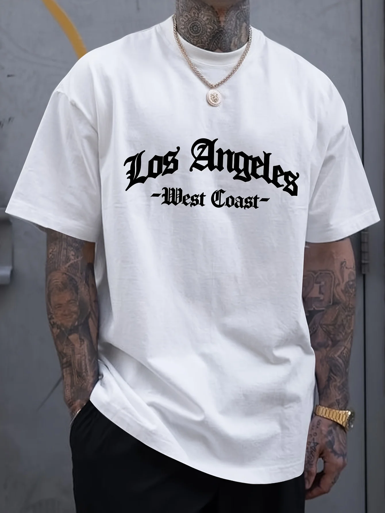 تي شيرت رجالي بتصميم إبداعي بطباعة لوس أنجلوس وطباعة رياضية وترفيهية يومية متعددة الاستخدامات صيفية بأكمام قصيرة #1