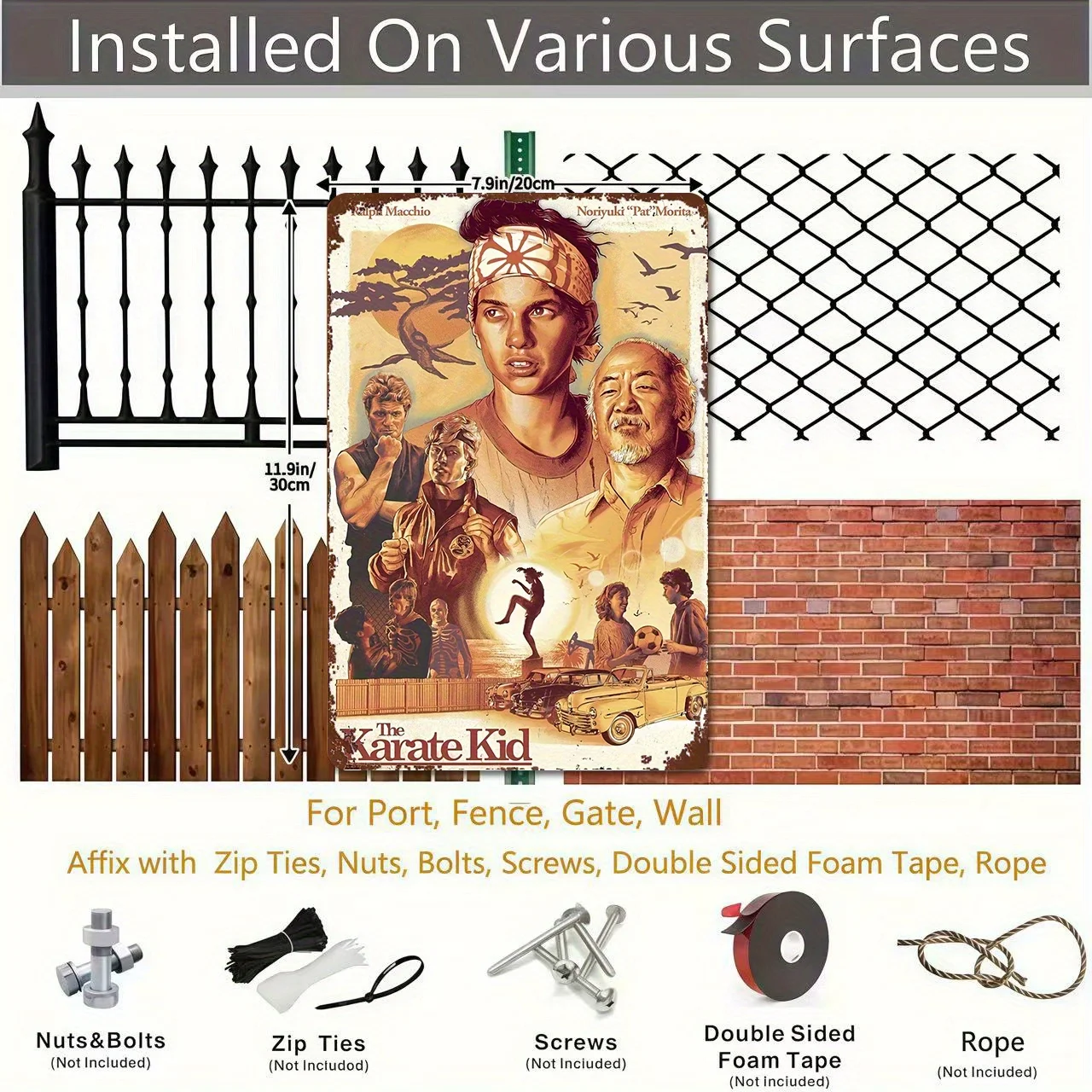 ملصق فيلم كاراتيه كلاسيكي ثنائي الأبعاد، مسطح عتيق من الثمانينيات/90s للأطفال - ديكور فنون الدفاع عن النفس العتيق مع دانيال لاروسو، السيد مياجي، جوني - He