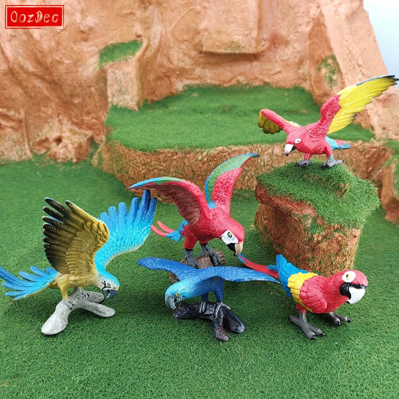 OozDec Mini Animal Figures Set Ornament 5 Pcs Fly Birds Lifelike Parrot Decoration Action Kids Toy Toys Hobbies Animal Model