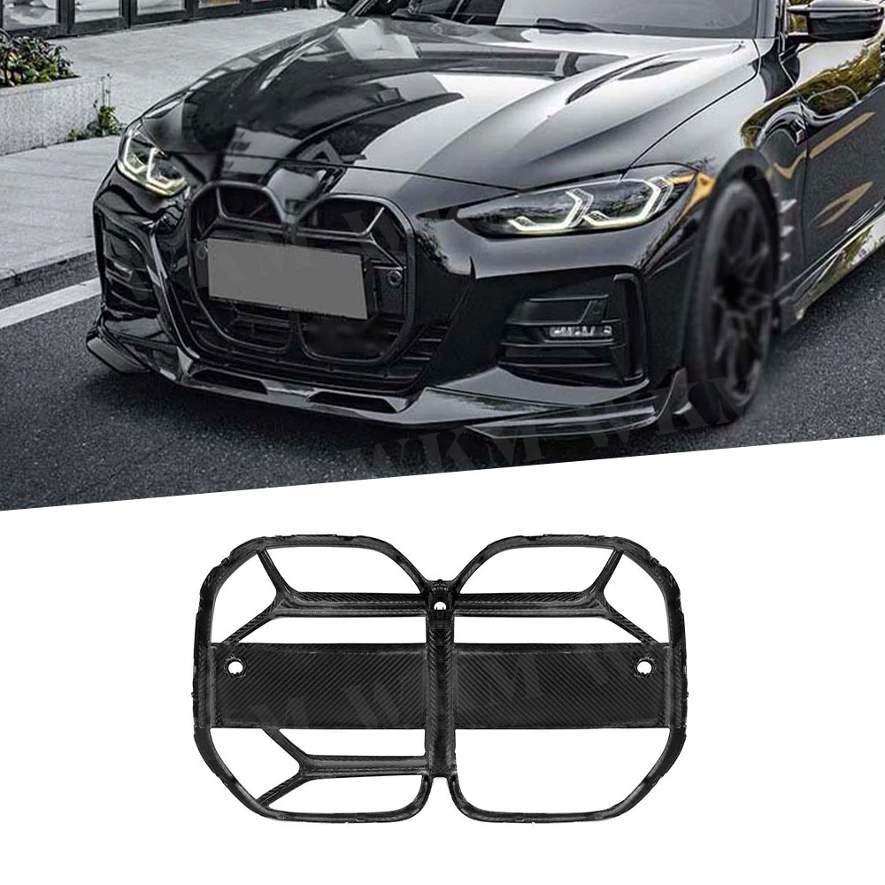 

Dry Carbon Fiber Front Bumper Racing Grill Mesh for BMW G22 G23 Coupe 2021 + Bodykits Chrome Front Grills Accessories FRP