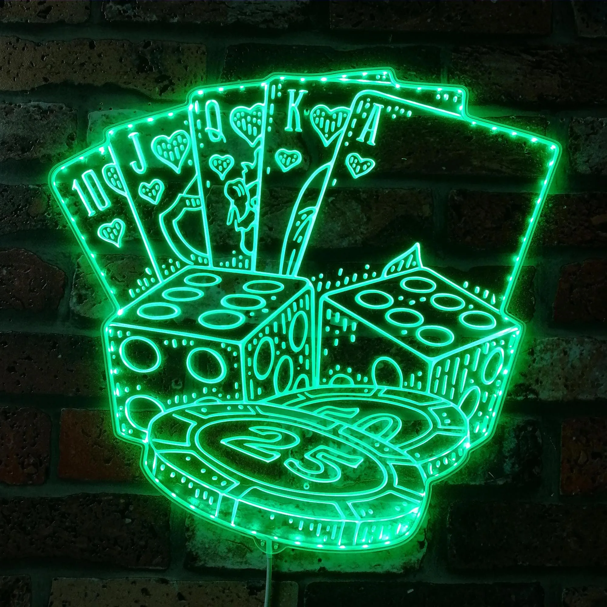 Casino Dice Chip Royal Flush Game Glam Led Neon Sign st06-fnd-i0231-c
