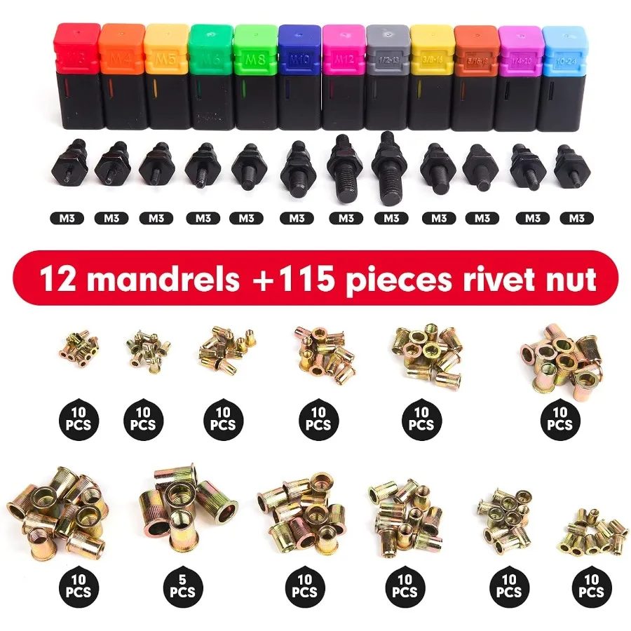 16インチ手動ブラインドリベッター、ナットセッティングシステム付き、自動車、航空宇宙、産業用途向け、M3 M4付属