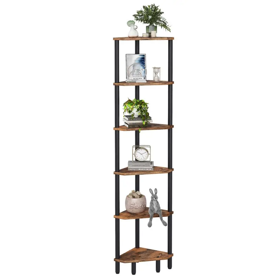 6 Tier Corner Shelf, 66.5 Tall Standing Shelf, Narrow Display Shelf Stand, Modern Corner Bookshelf, Plant Stand, Corner Bookcas