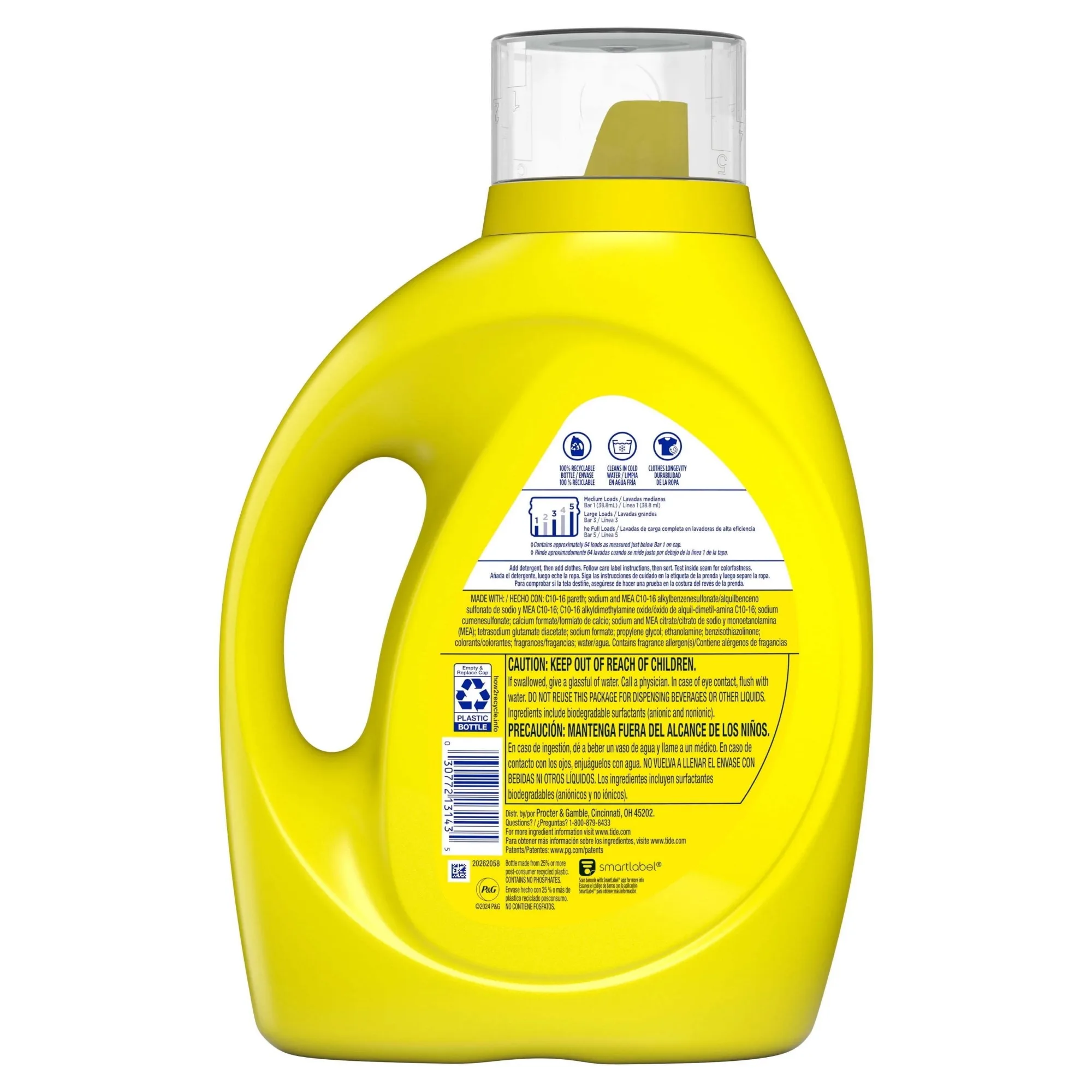 Detergente líquido para ropa, aroma refrescante de brisa, 84 fl oz, 64 cargas