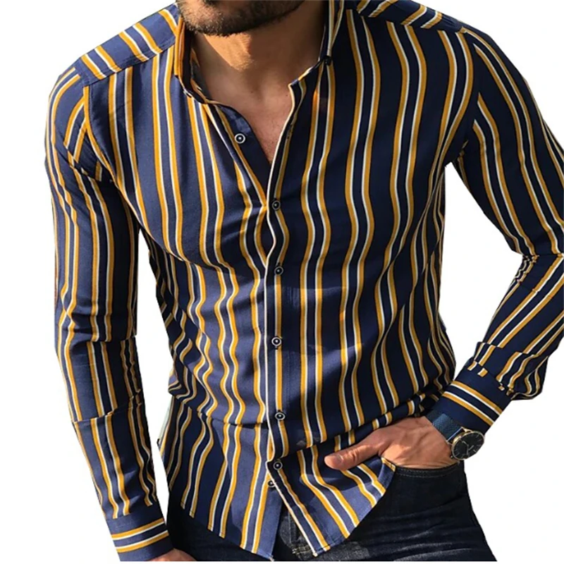 Camisas florais masculinas estampadas de manga comprida, camisas florais com gola, camisas casuais, camisas de manga comprida, Daily Business, plus size