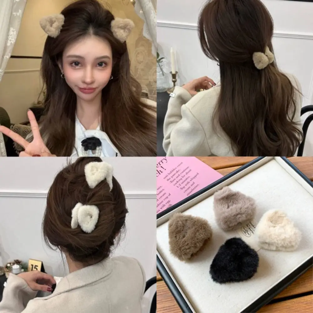 Cute Versatile Hair Clips Cat Ear Shape Sweet Style Ponytail Clips Fluffy Duck Beak Clip Women Head Wear Accessories