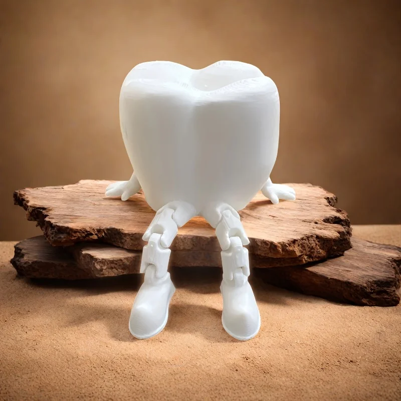 3D Printed Teeth Sculpture Ornaments, Cute Teeth Decorations with Legs, Fun Desktop Dental Decorations, Unique Home Decor