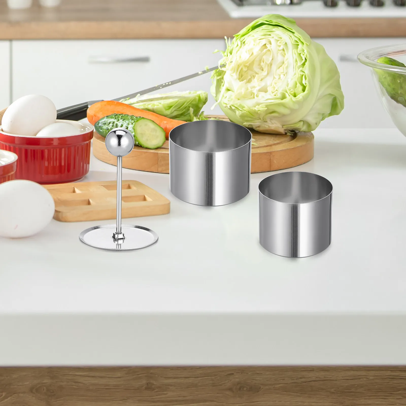 3Pcs Cold Dish Shaper Set Stainless Steel Lightweight Easy to Use and Clean Round Mold for Kitchen Supplies Home Restaurant Chef