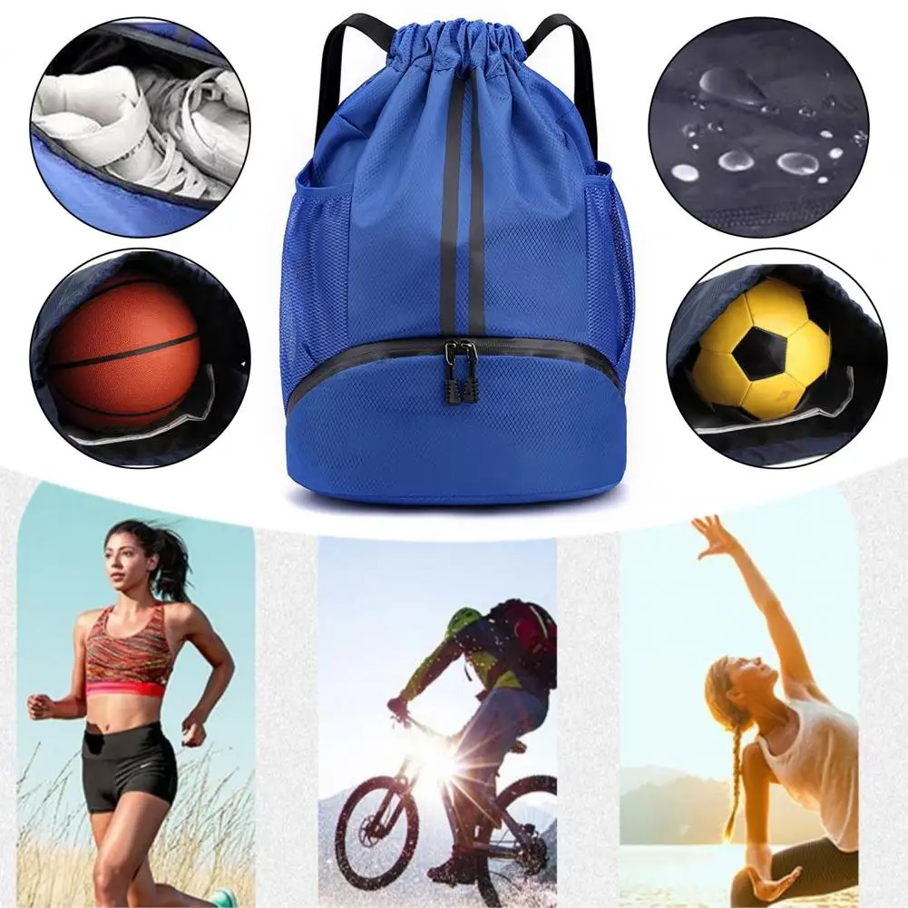 Sports Backpack Waterproof Drawstring Gym Bag with Separate Shoe Compartment Large Capacity Soccer Basketball Organizer Backpack