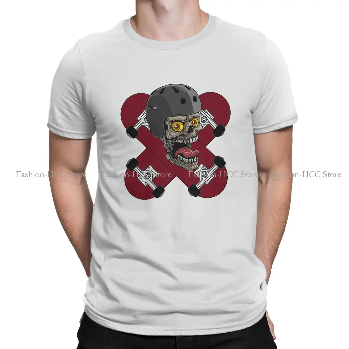 

Skateboard Polyester TShirts Skull Skateboard Water Bottle Personalize Men's T Shirt New Trend Clothing