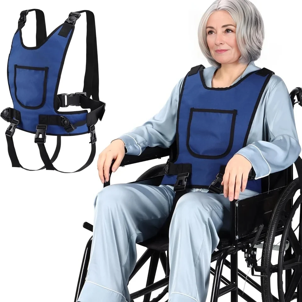 Safety Harness Vest for Elderly Wheelchair Users Anti-Slip Fall Prevention Restraint for Paraplegic Patients Harness Brace