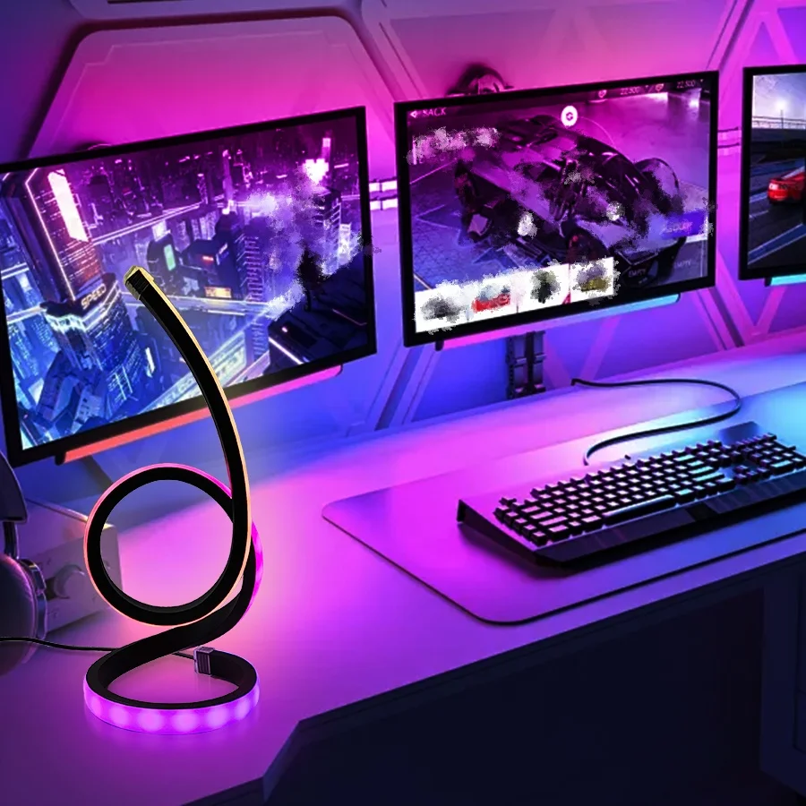 1PC Creative Model 6 Desktop Desk Lamp USB Three-Color Lighting 36 Colorful Modes Adjustable Brightness for Study Bedroom Office