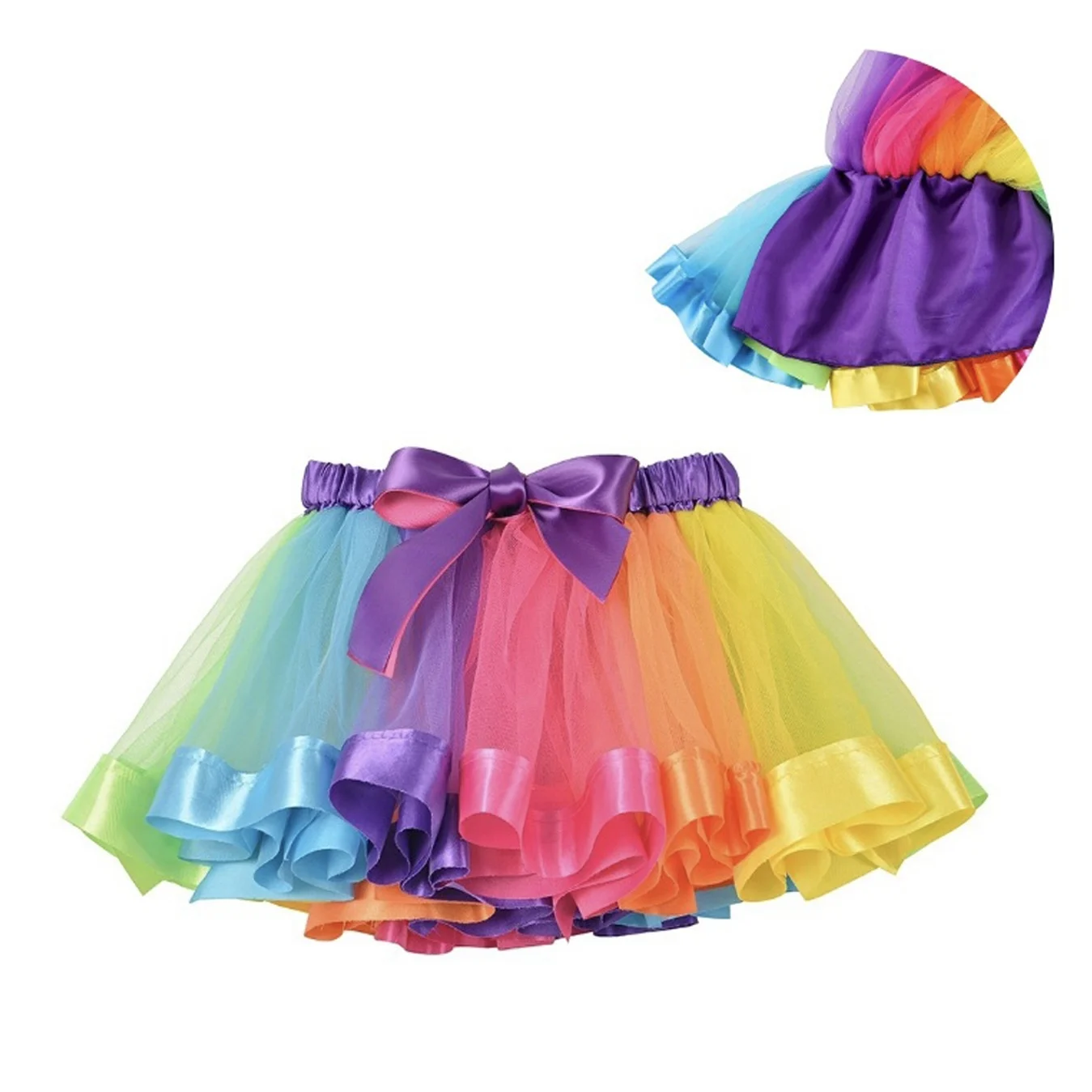Regenbogen-Tutu-Kleid-Set für Mädchen mit Aufdruck „Born to Dance“, kurzärmliges T-Shirt + bunter Tüllrock, Kinder-Ballett-Tanzkleidung, Prinzessin Bi – Detail 3