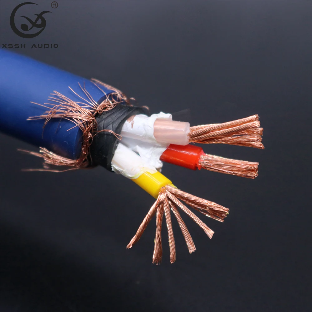 Hifi Power Line XSSH DIY Hi-End Amplifier 14.5mm 3 Core OFC Pure Copper US IEC 3 Pins AC Female Male Plug Power Cable Cord Wire