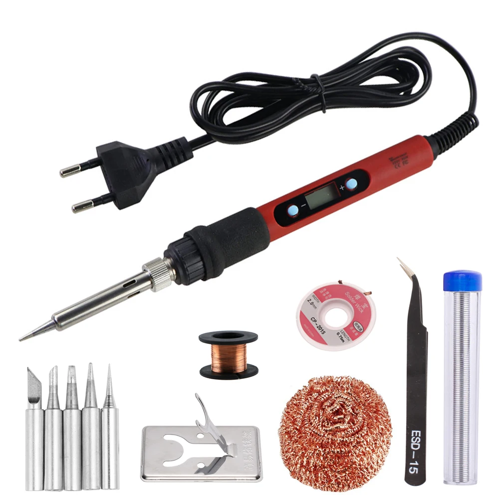 New 80W Adjustable Temperature Electric Soldering Iron Welding Tools Ceramic Heater Soldering Tips Desoldering Pump Rework