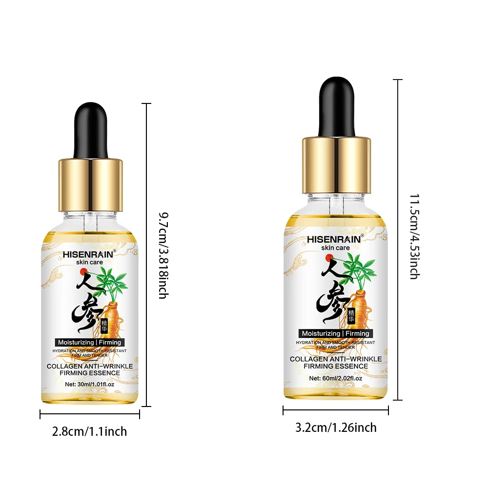 HISENRAIN Ginseng Collagen Anti-Aging Serum - Wrinkle Reduction, Skin Firming & Moisturizing, Natural Rejuvenating Face Essence.