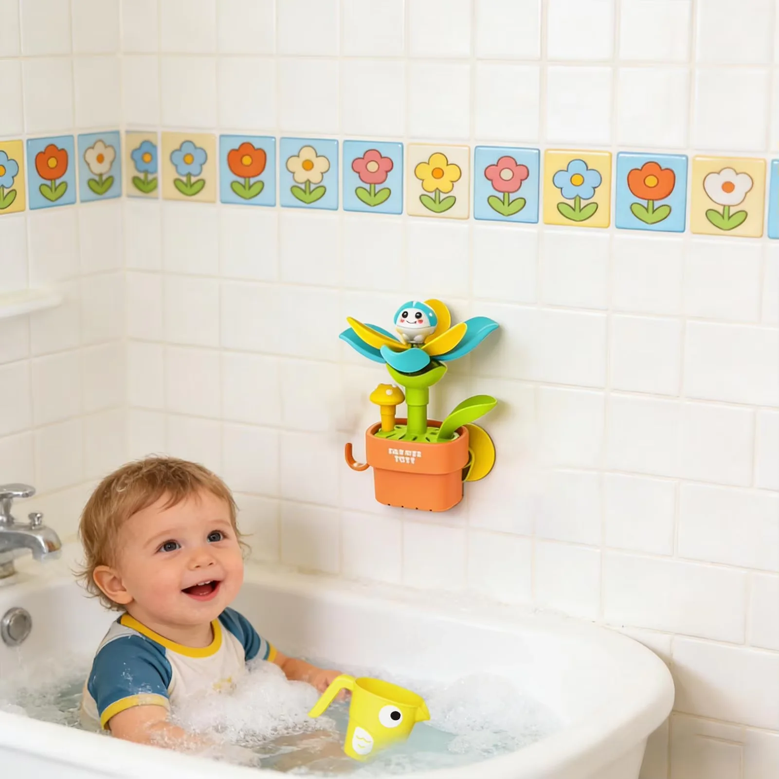 Bath Toys Water Spray Play Game with Watering Cup Suction Cup Bathroom Bath Toys for Kids Boys Girls Home Shower