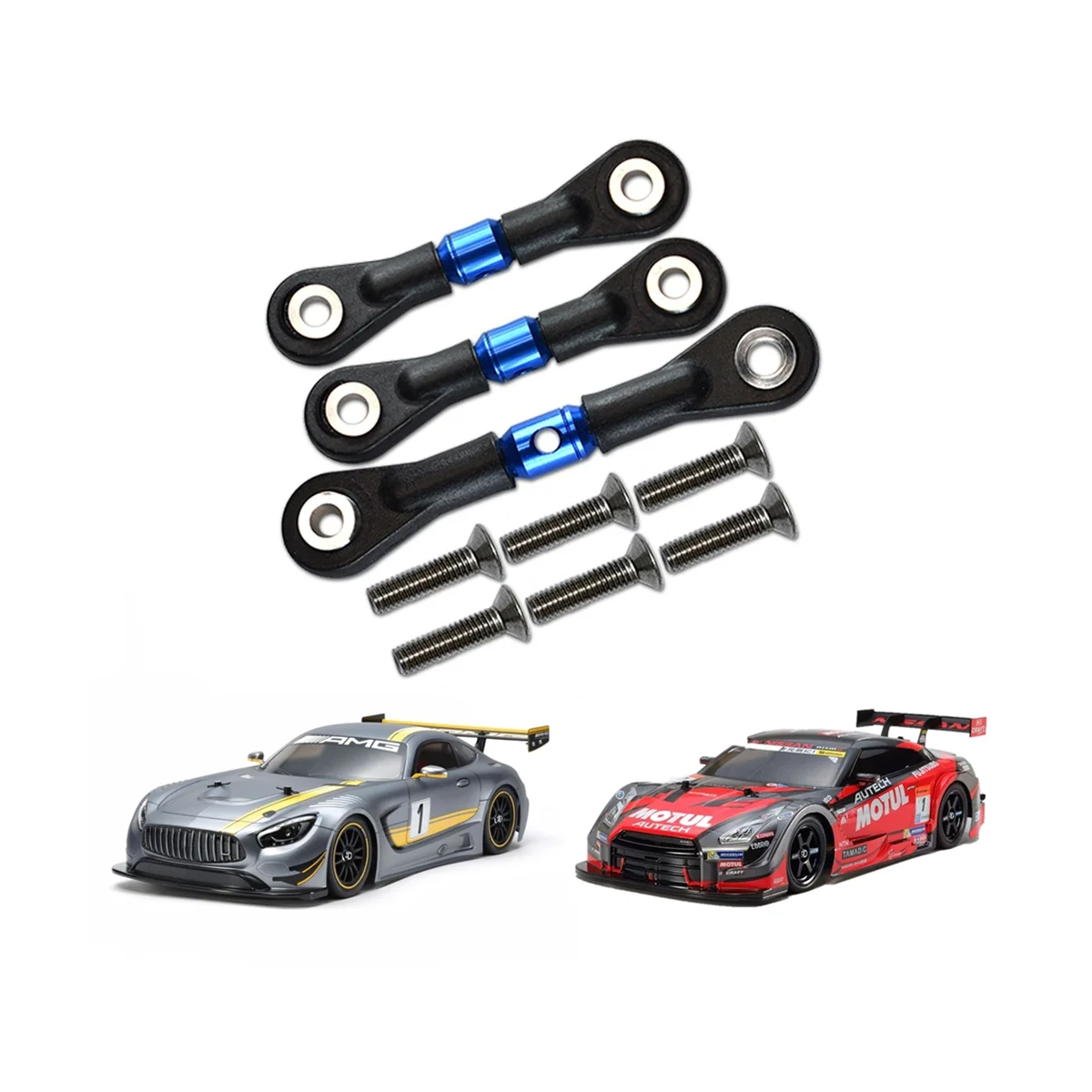 3 pz asta di collegamento dello sterzo Servo Rod per Tamiya TT-02 TT-02T TT02 TT02T 1/10 RC auto aggiornamenti parti accessori, blu