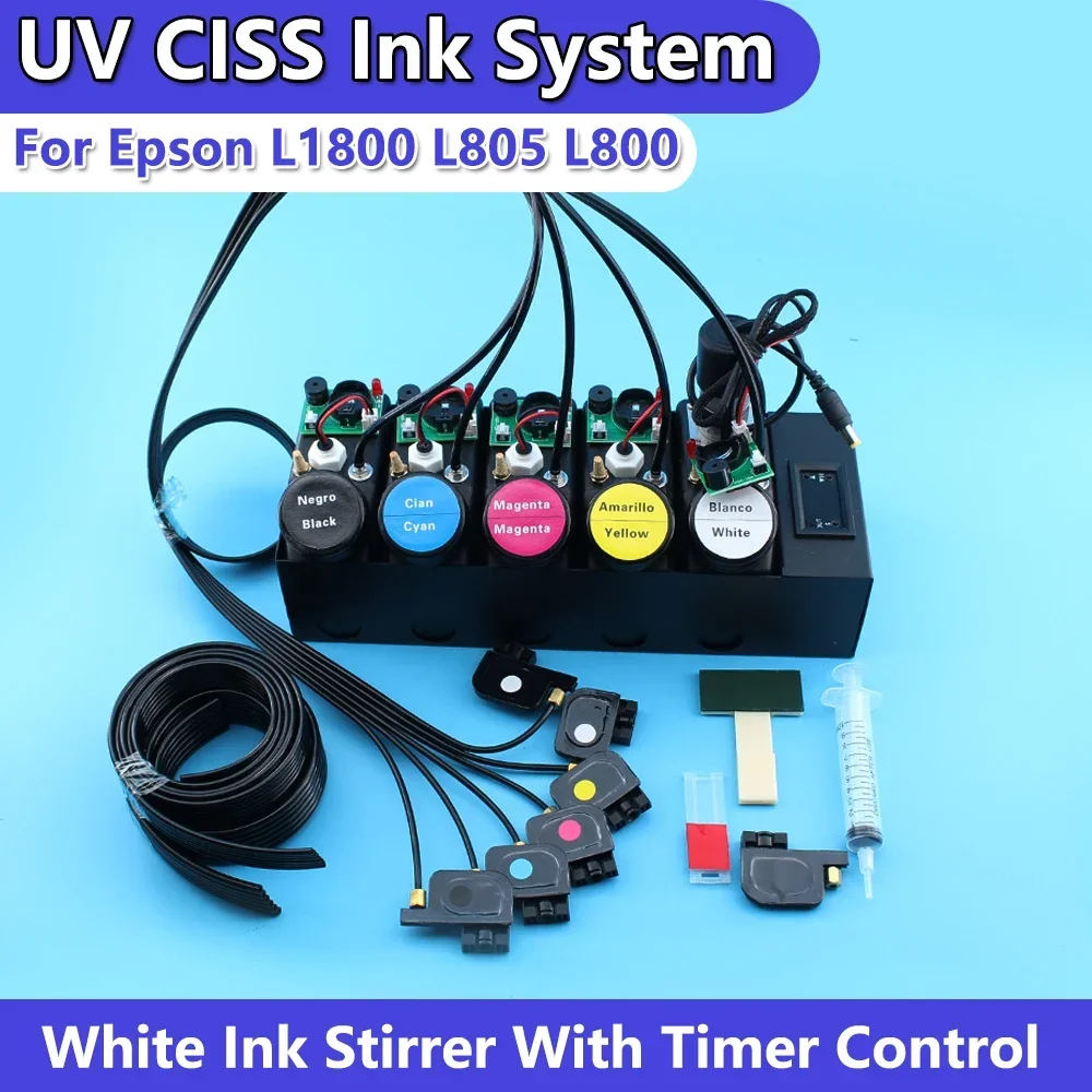 L805 L1800 L800 XP600 UV DTF Ink System CISS Convert Kit For Epson UV White Ink Tank Stirrer With Timer Ink Level Sensor Alarm