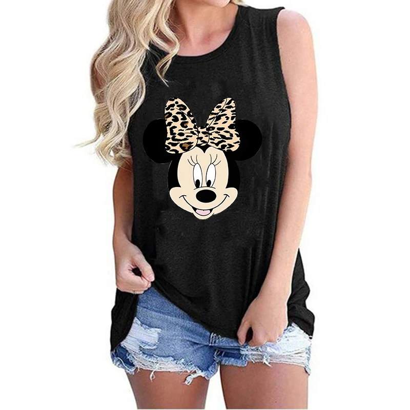 2024 Tank Top Mickey Tee Shirt Vest Minnie Mouse  T-shirt Women T Shirt Female Clothes Kawaii Disney  Tshirt