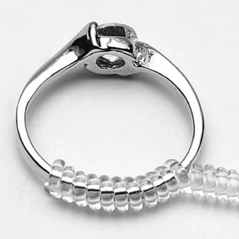 5PCS Einstellbare Unsichtbare Ring Größe Reduzierer Werkzeuge Spirale Frühling Basierend Ringe Transparent Spanner Größenänderung Werkzeuge Schmuck