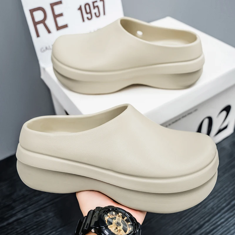 Men Beach Clogs 2025 Summer Soften Garden Clogs For Women Plain Sandals Comfortable Casual Shower Shoes Unisex