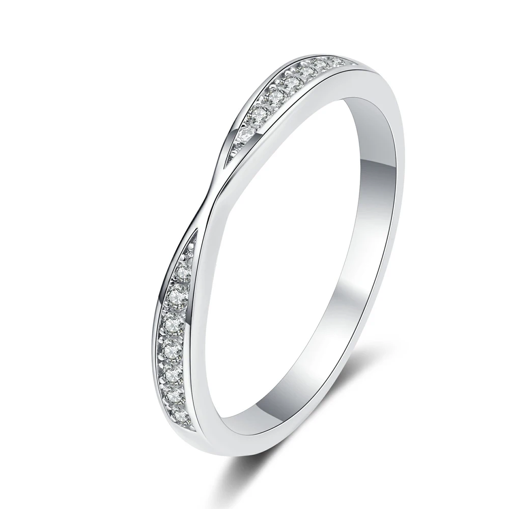 

Channel Set Moissanite Wedding Band 925 Sterling Silver 2mm Width Stackable Rings for Lover Women Bow Ring (Send Gift Box)