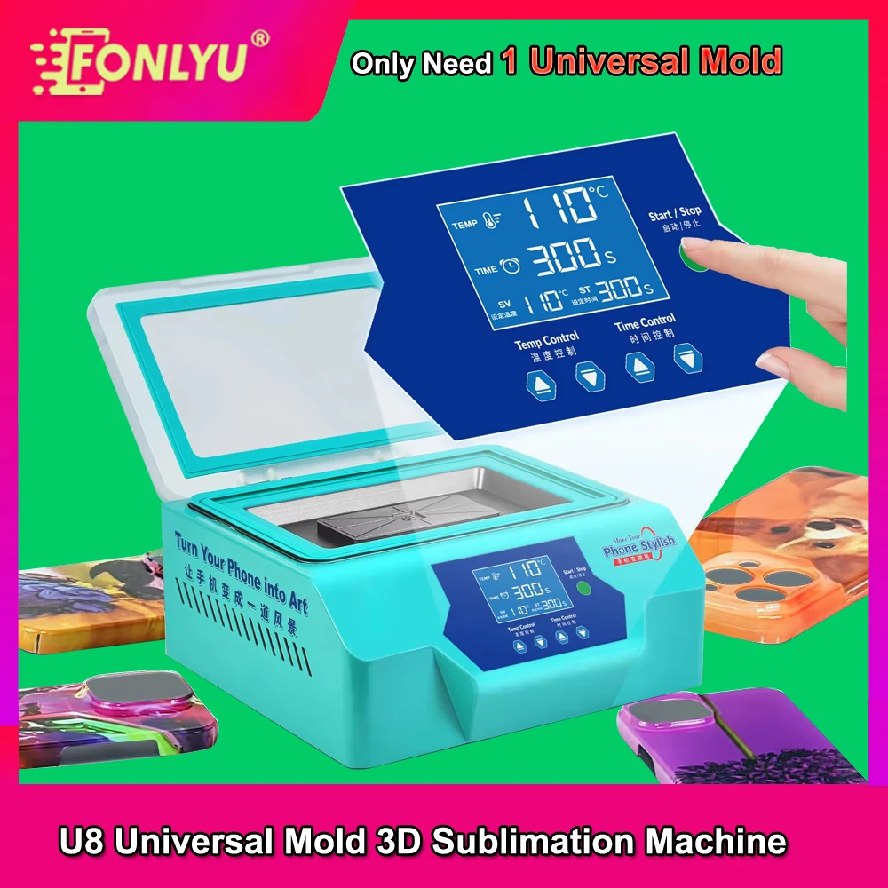 

FONLYU U8 3D Sublimation Mobile Phone Heating Printing Machine Universal Mold Thermal Vacuum Transfer Printer DIY Phone Case TL