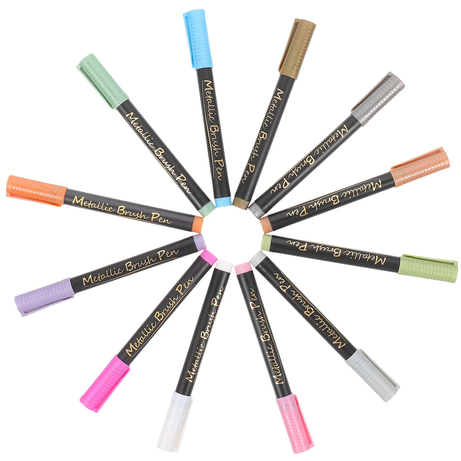 

12Pcs Soft Tip Marker Pen Set Metallic Colorful Markers for Adult Coloring Illustration Graffiti Painting Marking