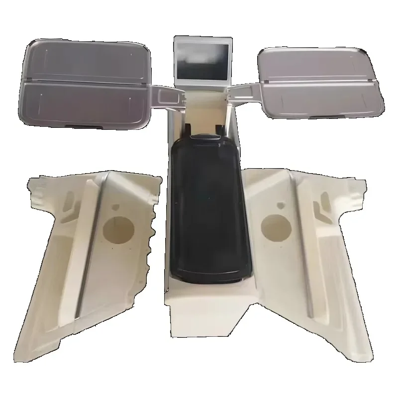 Car Interior With Table Panel Rear Middle Seat Central Armrest Console
