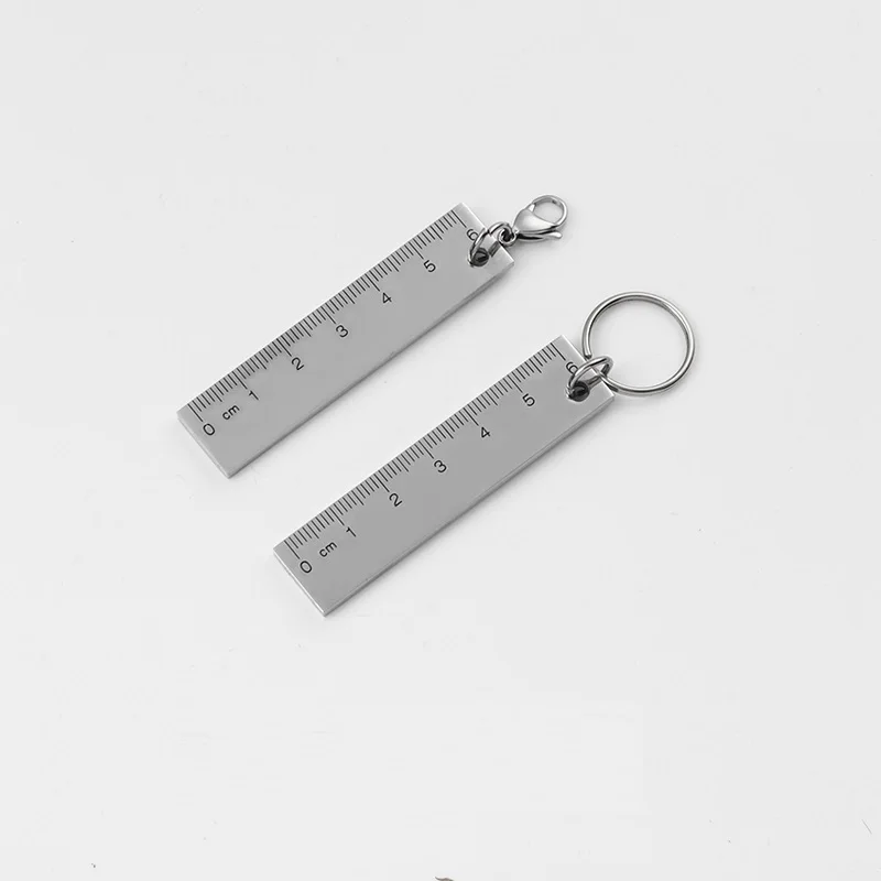 

Titanium Steel Small Ruler Keychain Anti Loss Label, Male Creative Key Chain, Student Backpack Pendant,Non Fading, Lightweight