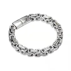 New 316L Stainless Steel Byzantine Chain Bracelet for Men Women Punk Solid Metal Kpop Charms Gift