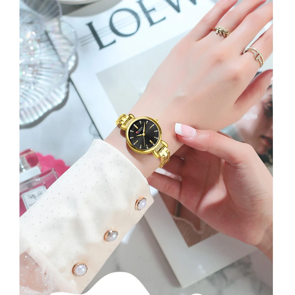Curren 9098 موضة الماس مجموعة كوارتز ساعة نسائية فاخرة قطاع الصلب مقاوم للماء ساعات للنساء Relojes Para Damas Relógio