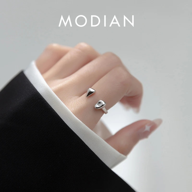 Modian Geometric Design Open Size 6-8 Ring Real 925 Sterling Silver Fashion Party Smooth Finger Rings For Women Fine Jewelry