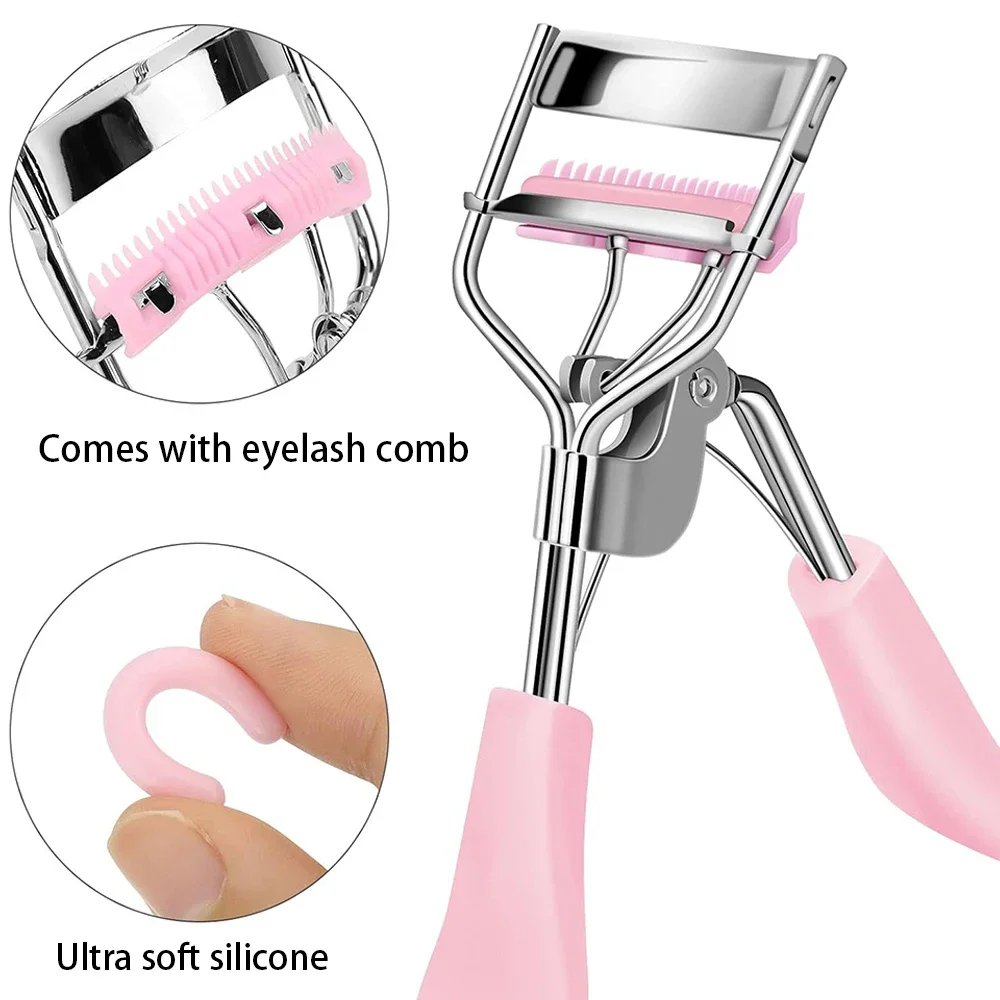 まつげカーラー眉毛ブラシキット女性用まつげコームセパレーターラッシュマスカラワンドブラシメイクアップツールシリコンパッド付き
