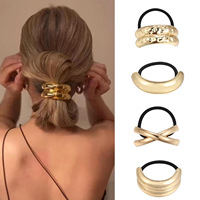 2025 New Metal Irregular Golden Color Hair Bands Elastic fashion Scrunchies Hair Rope Headbands Women Girls Hair Accessories