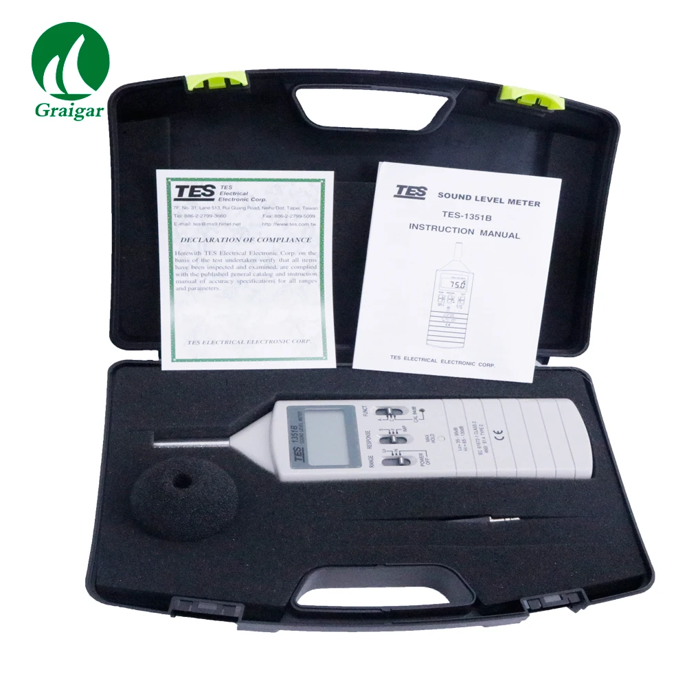 

TES-1351B Digital Sound Level Meter Noise Meter Decibel Meter Noisemeter 0.1dB Resolution Frequency Range31.5Hz to 8KHz
