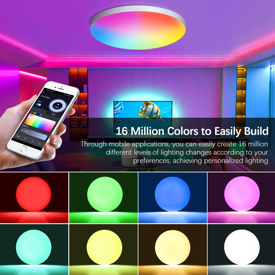 40 واط الذكية WIFI الحديثة RGB ضوء السقف 220 فولت للإضاءة داخلي ديكور RGB عكس الضوء Led مصباح السقف العمل مع أليكسا جوجل المنزل