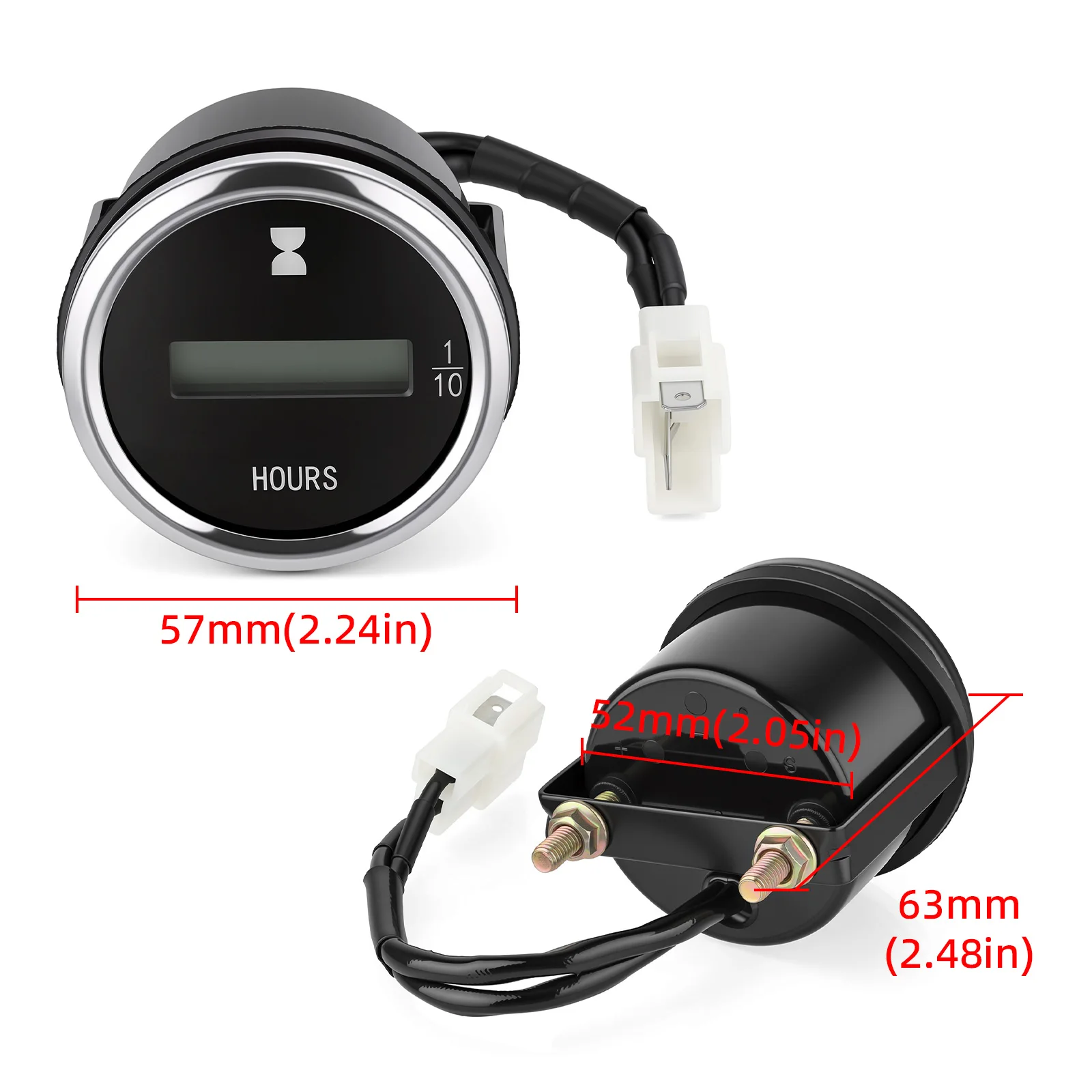 52mm Electronic Hour Meter Green Backlight LED Digital Hour Counter Universal For Motorcycle Car ATV Marine Boat DC12V 24V