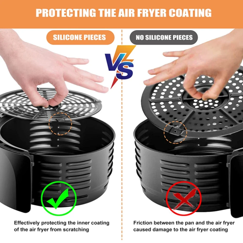 20PCS Air Fryer Rubber Bumpers Air Fryer Pieces Non-Scratch Protective Covers for AirFryer Grill Pan Kitchen
